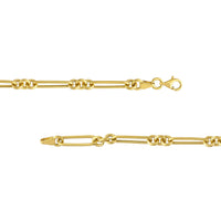 Load image into Gallery viewer, 14K Yellow Gold 3+1 Hollow Fancy Rounded Paper Clip Chain Necklace with Pear Shape Lock
