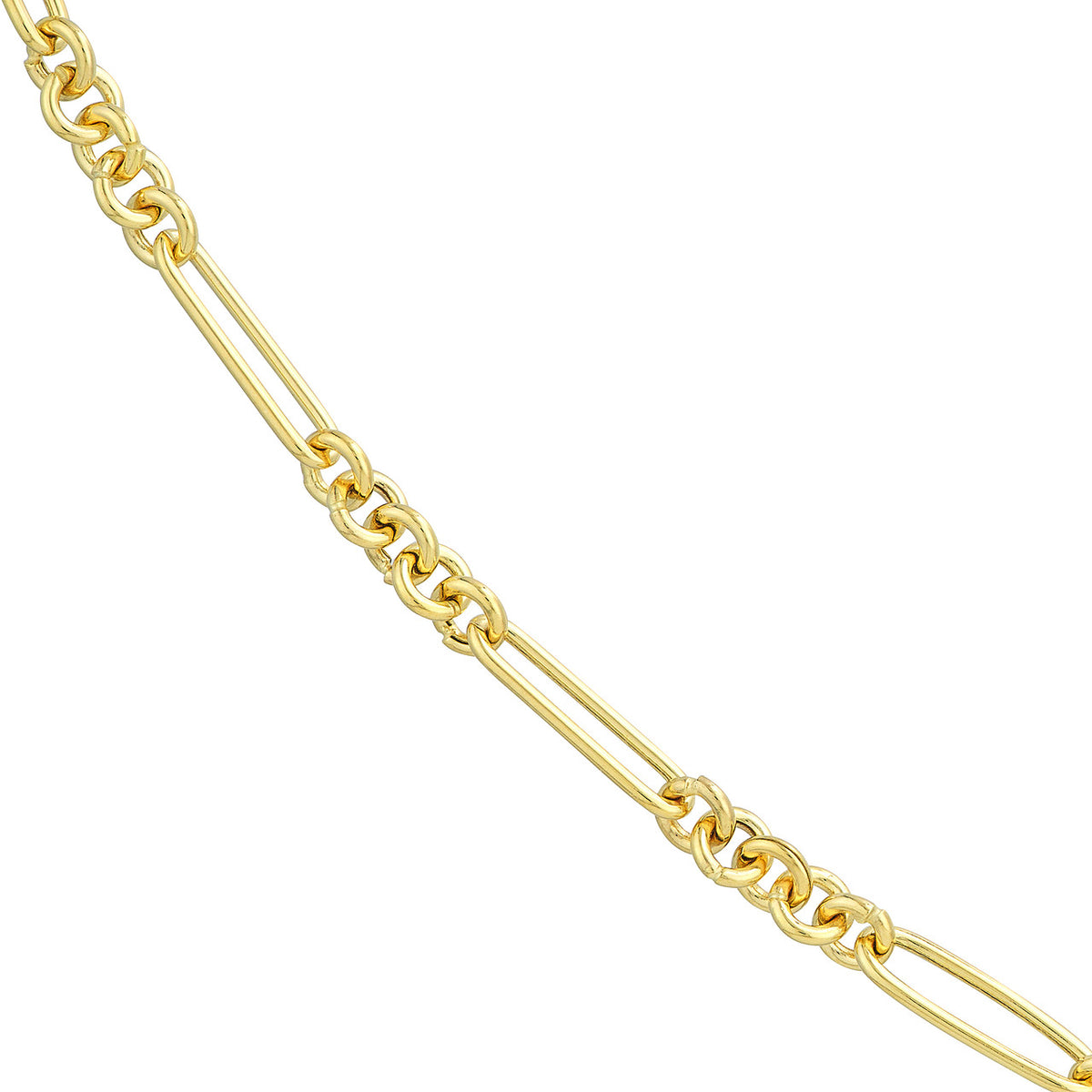 14K Yellow Gold 5+1 Round/Paper Clip Chain Necklace with Pear Shape Lobster
