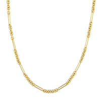 Load image into Gallery viewer, 14K Yellow Gold 7+1 Round Paper Clip Chain Necklace with Pear Shaped Lock
