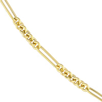 Load image into Gallery viewer, 14K Yellow Gold 7+1 Round Paper Clip Chain Necklace with Pear Shaped Lock
