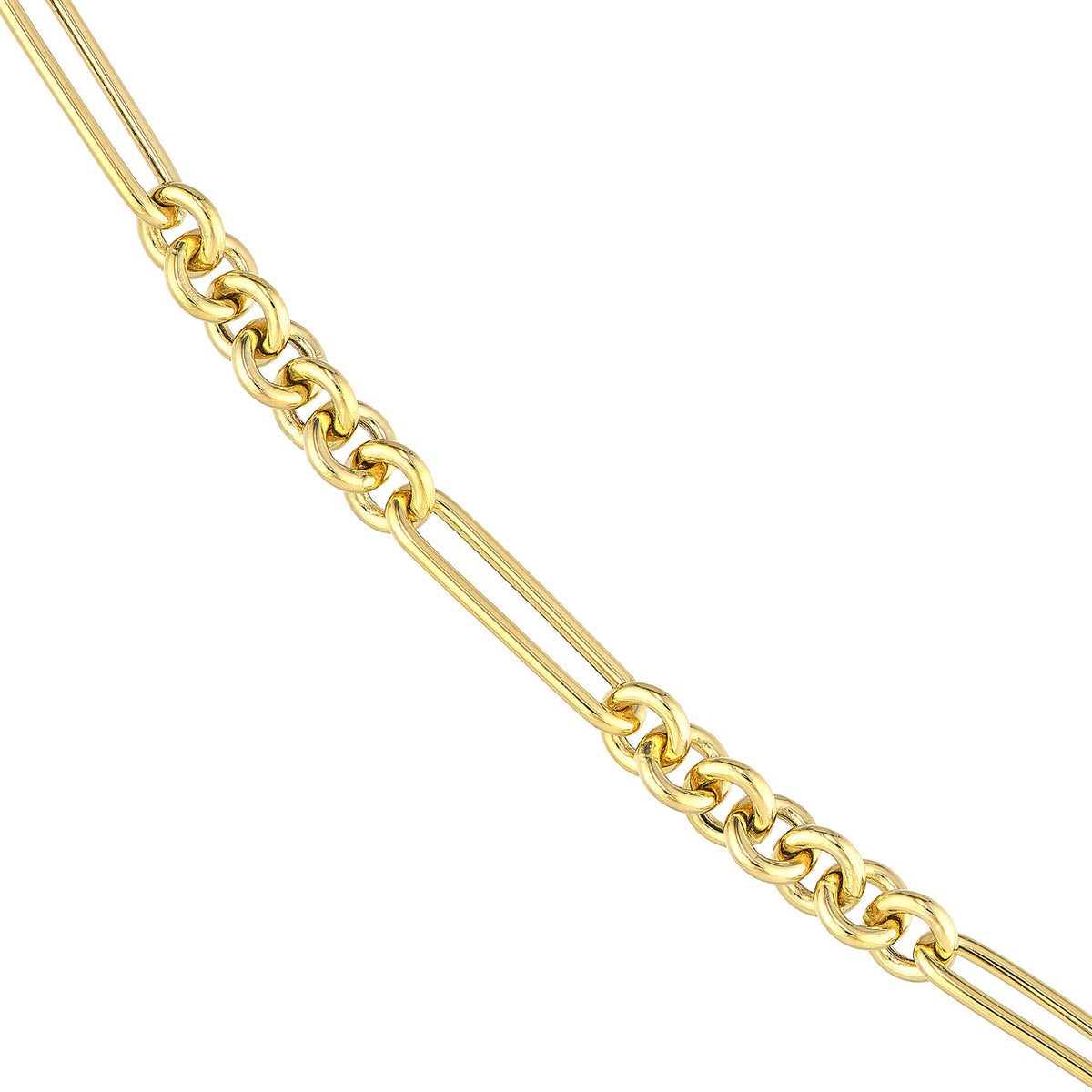 14K Yellow Gold 7+1 Round Paper Clip Chain Necklace with Pear Shaped Lock