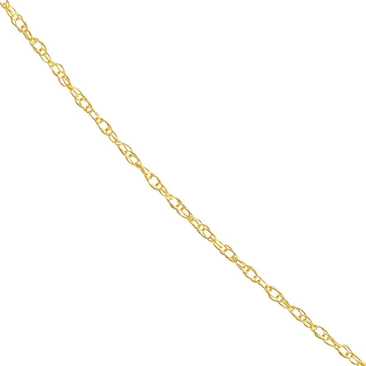 14K Yellow Gold or White Gold 1.2mm Pendant Rope Chain Necklace with Lobster Lock