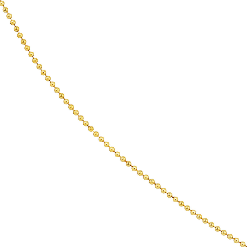 14K Yellow Gold or White Gold 1.5mm Bead Chain Necklace with Lobster Lock