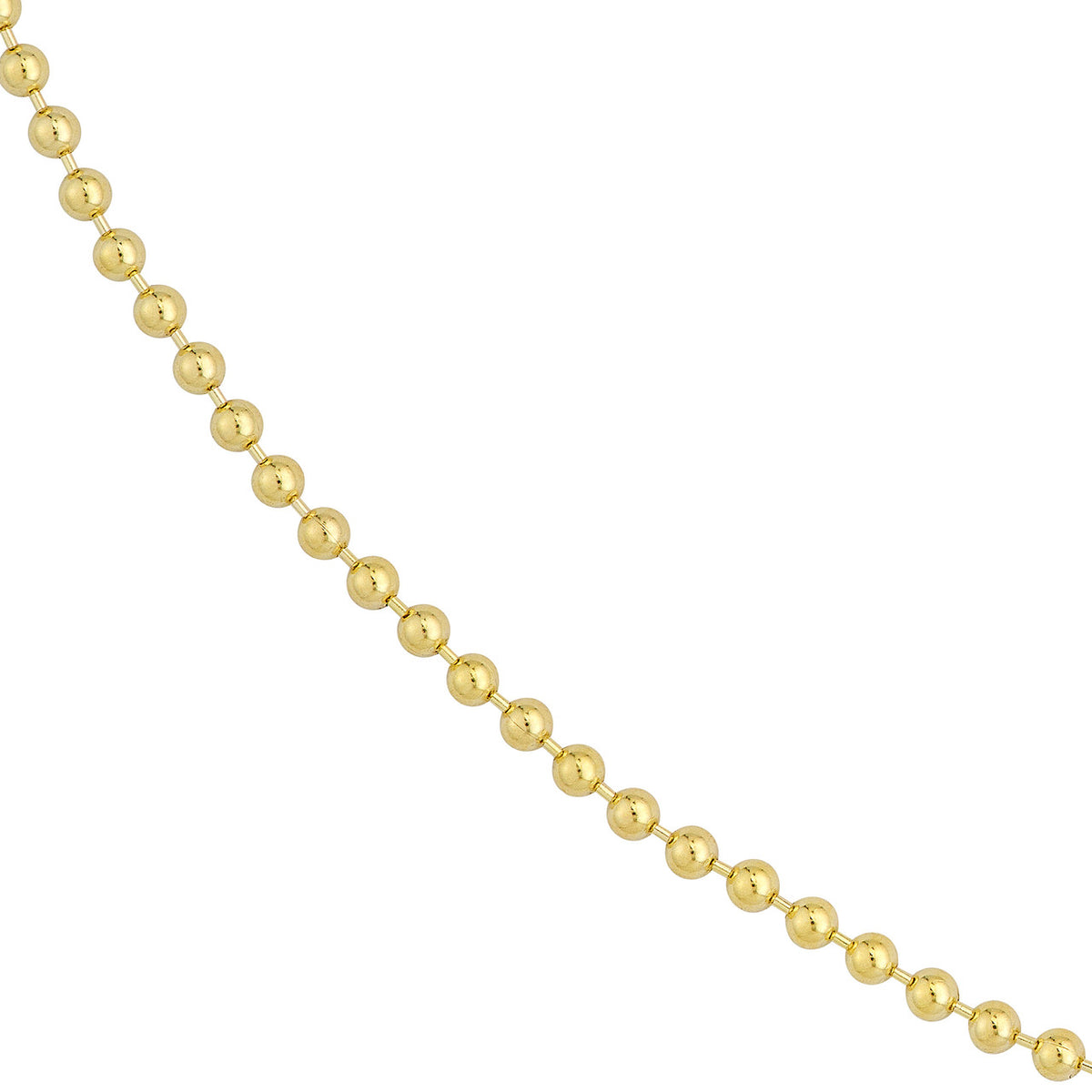 14K Gold 2.5mm Bead Chain Necklace with Lobster Lock
