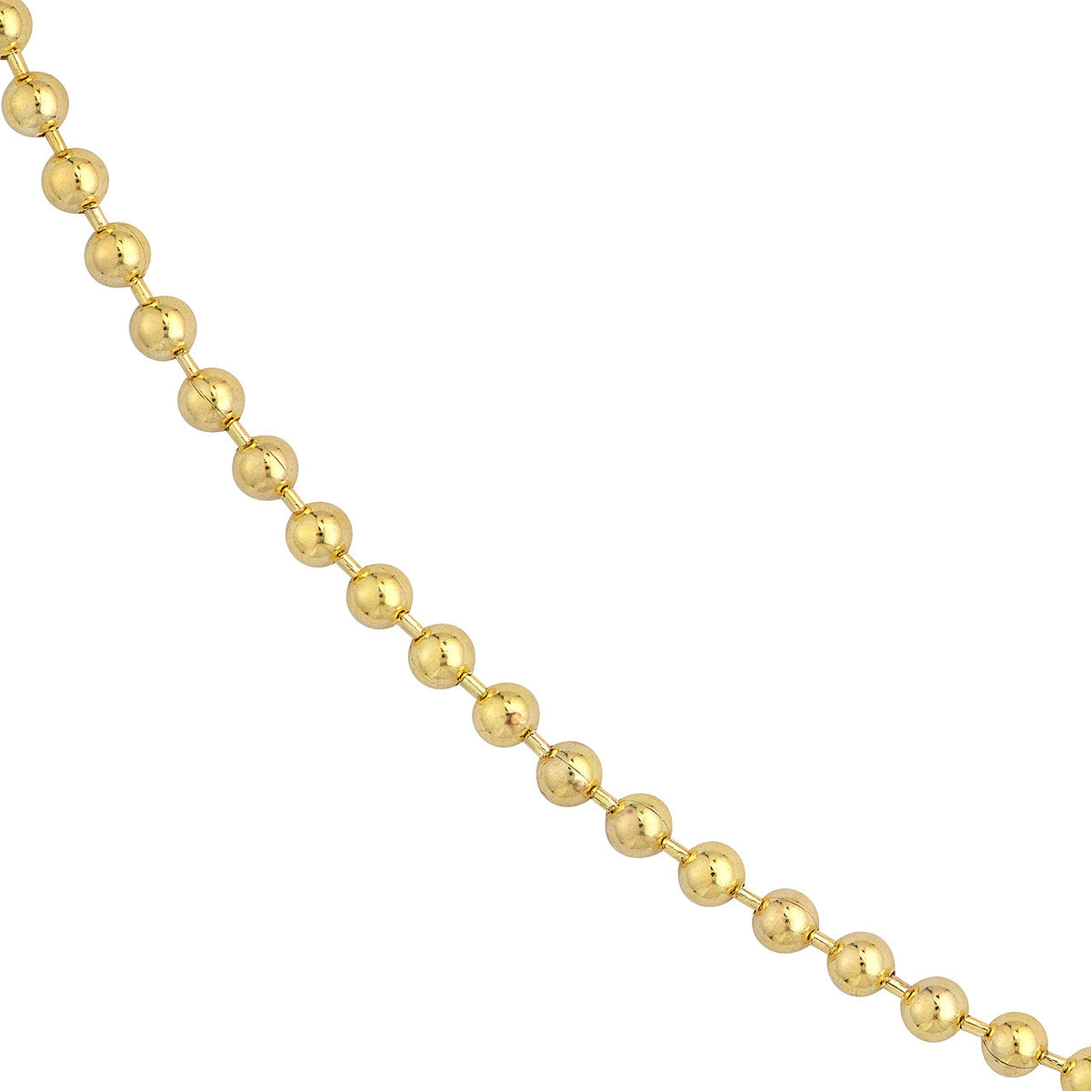 14K Gold 3mm Bead Chain Necklace with Lobster Lock