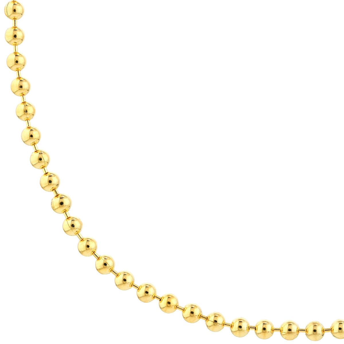 Solid 14K Gold 3.5mm Bead Chain Necklace with Lobster Lock