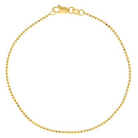 Load image into Gallery viewer, 14K Yellow Gold, White Gold or Rose Gold 1.15mm Diamond-Cut Bead Chain Bracelet with Lobster Lock, 7.25&quot;
