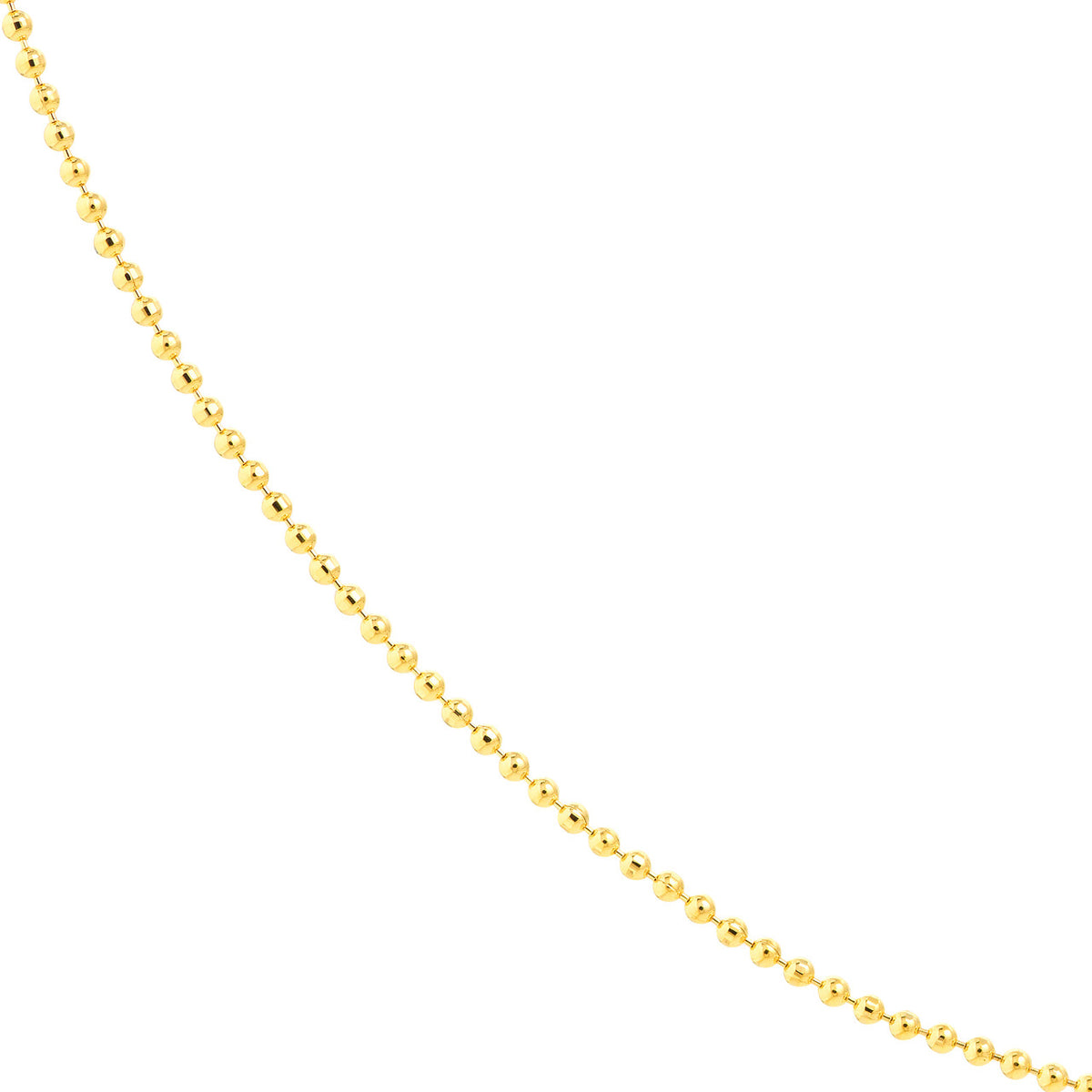 14K Yellow Gold and White Gold 0.78mm D/C Bead Chain Necklace with Spring Ring