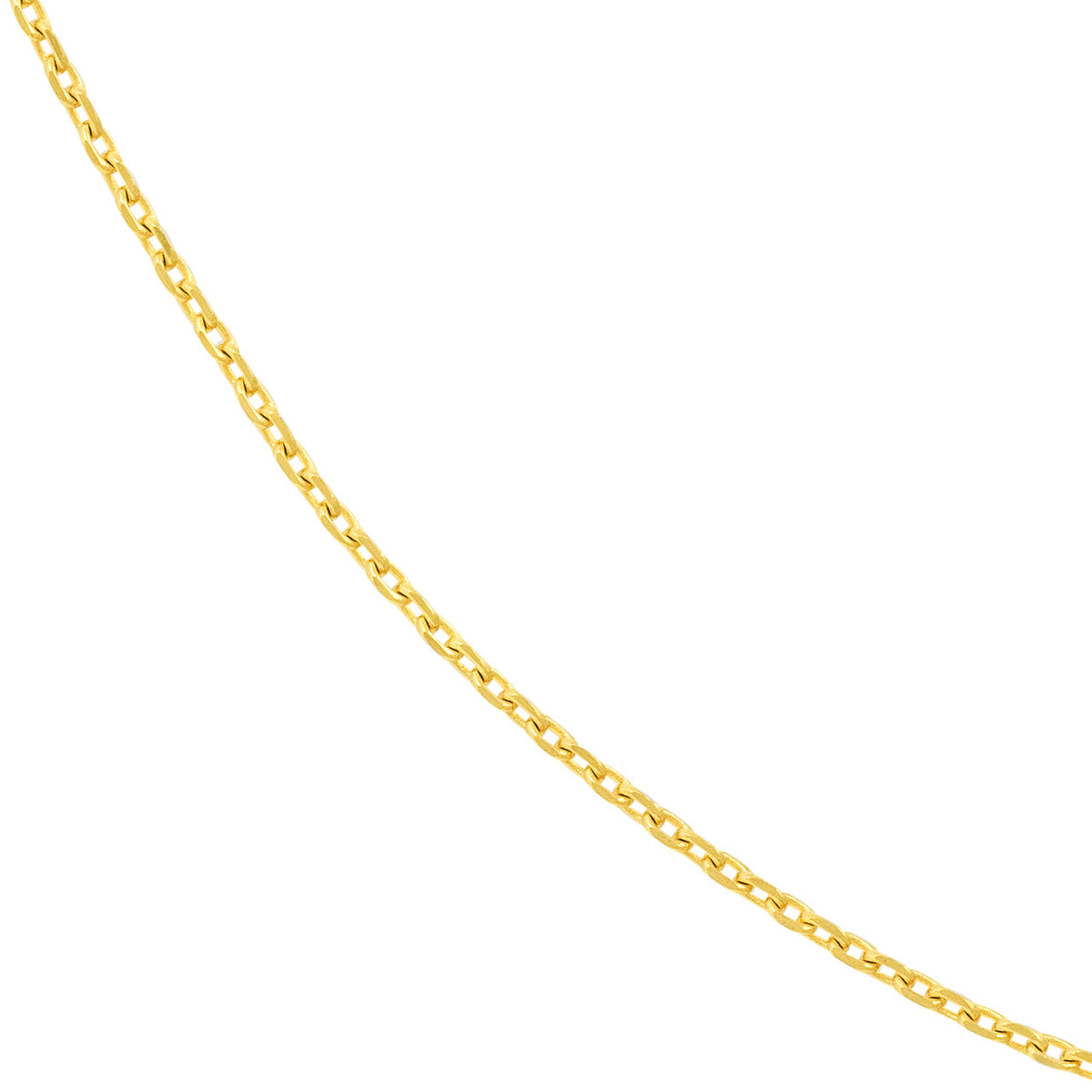 14K Yellow Gold and White Gold 0.65mm Diamond Cut Cable Chain Necklaces with Spring Ring