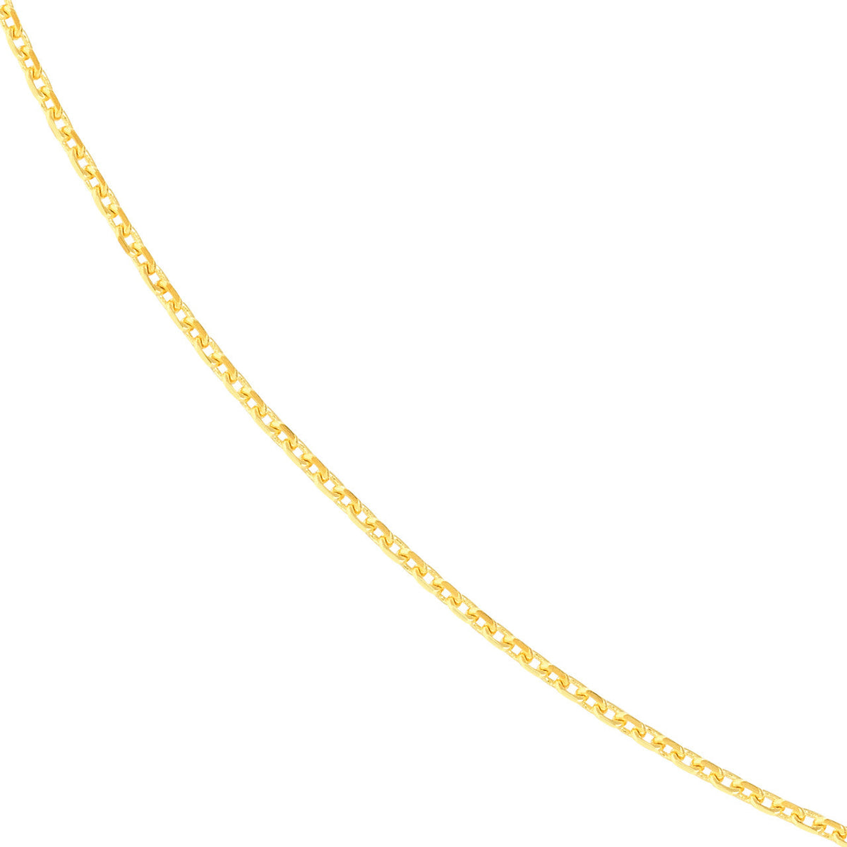 14K Yellow Gold Or White Gold 0.8mm D/C Cable Chain Necklace with Spring Ring
