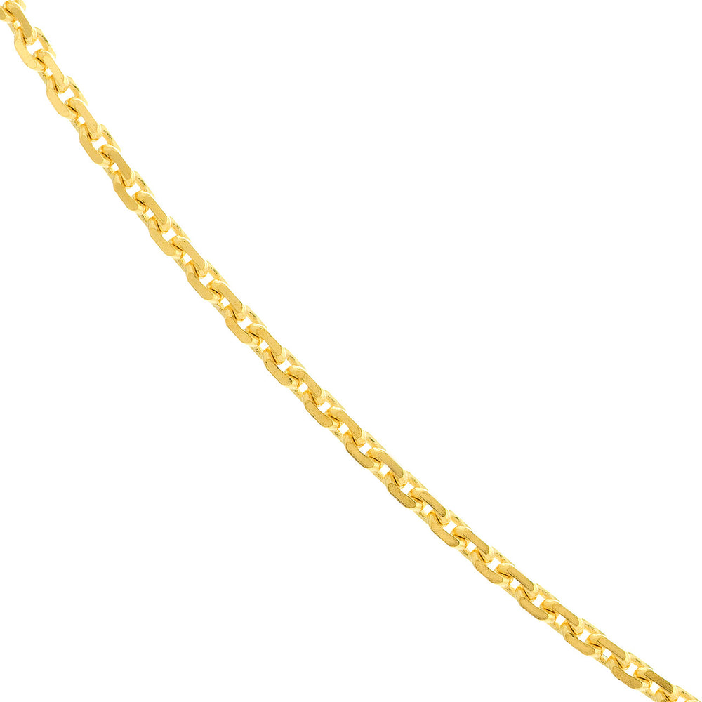 14K Yellow Gold and White Gold 0.8mm D/C Cable Chain Necklace with Lobster Lock