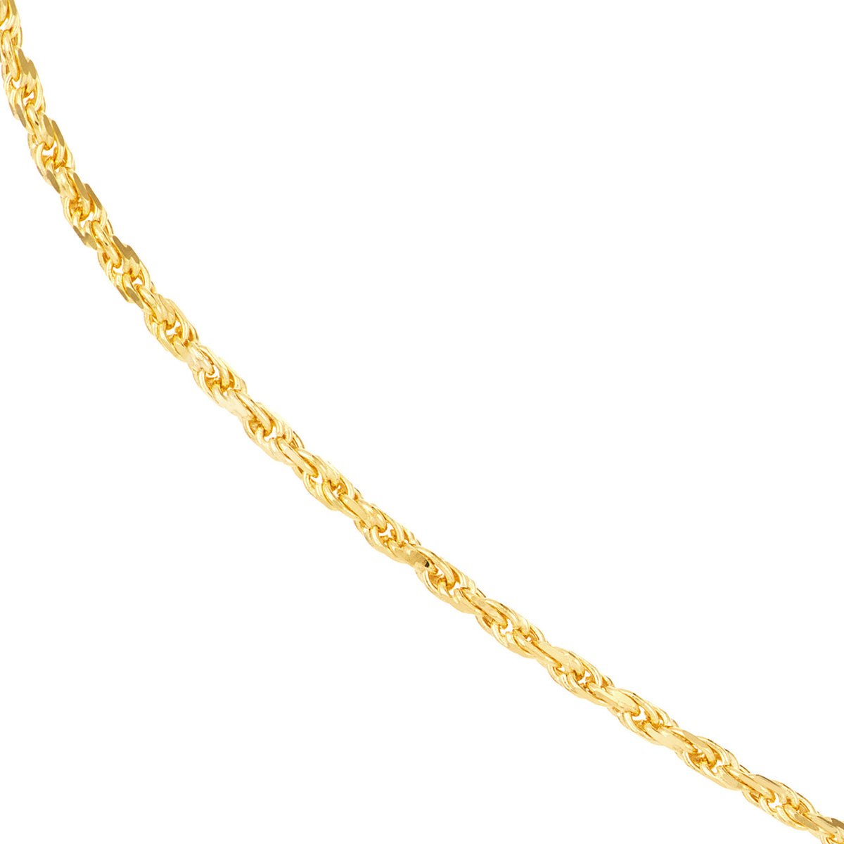 14K Yellow Gold, White Gold and Rose Gold 1.05mm D/C Rope Chain Necklace with Lobster Lock