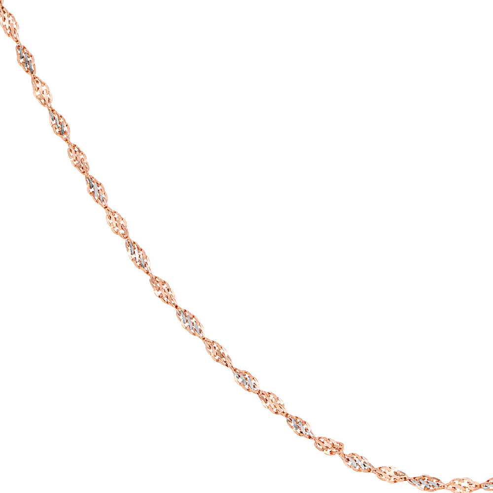 14K Rose White Gold 2.10mm P/w Dorica Chain Necklace with 030 Ll Endcaps