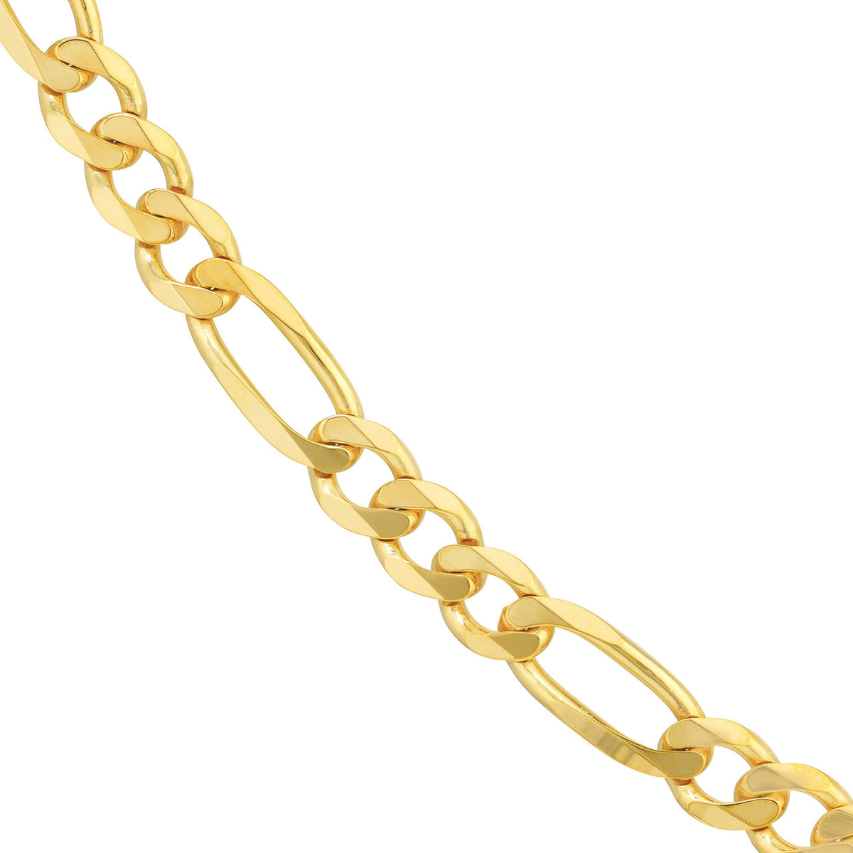 14K Gold 8.4mm Figaro Chain Necklace with Pear Lobster Lock