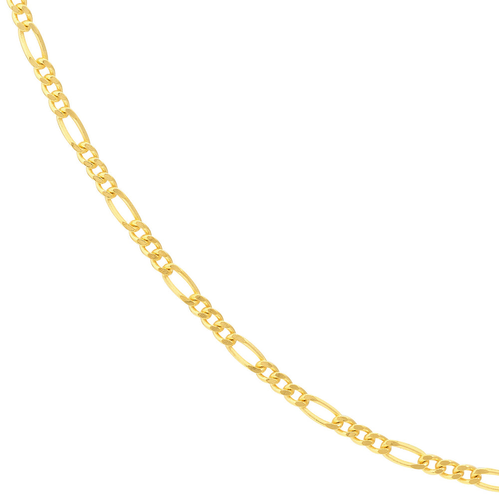 14K Yellow Gold or White Gold 1.30mm Figaro Chain Necklace with Spring Ring