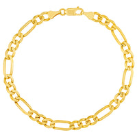 Load image into Gallery viewer, Solid 14K Gold 5.8mm Concave Figaro Chain Bracelet with Lobster Lock, 8.5&quot;
