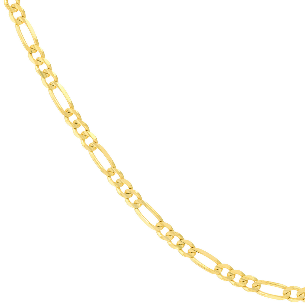 14K Yellow Gold or White Gold 3.2mm Concave Figaro Chain Necklace with Lobster Lock
