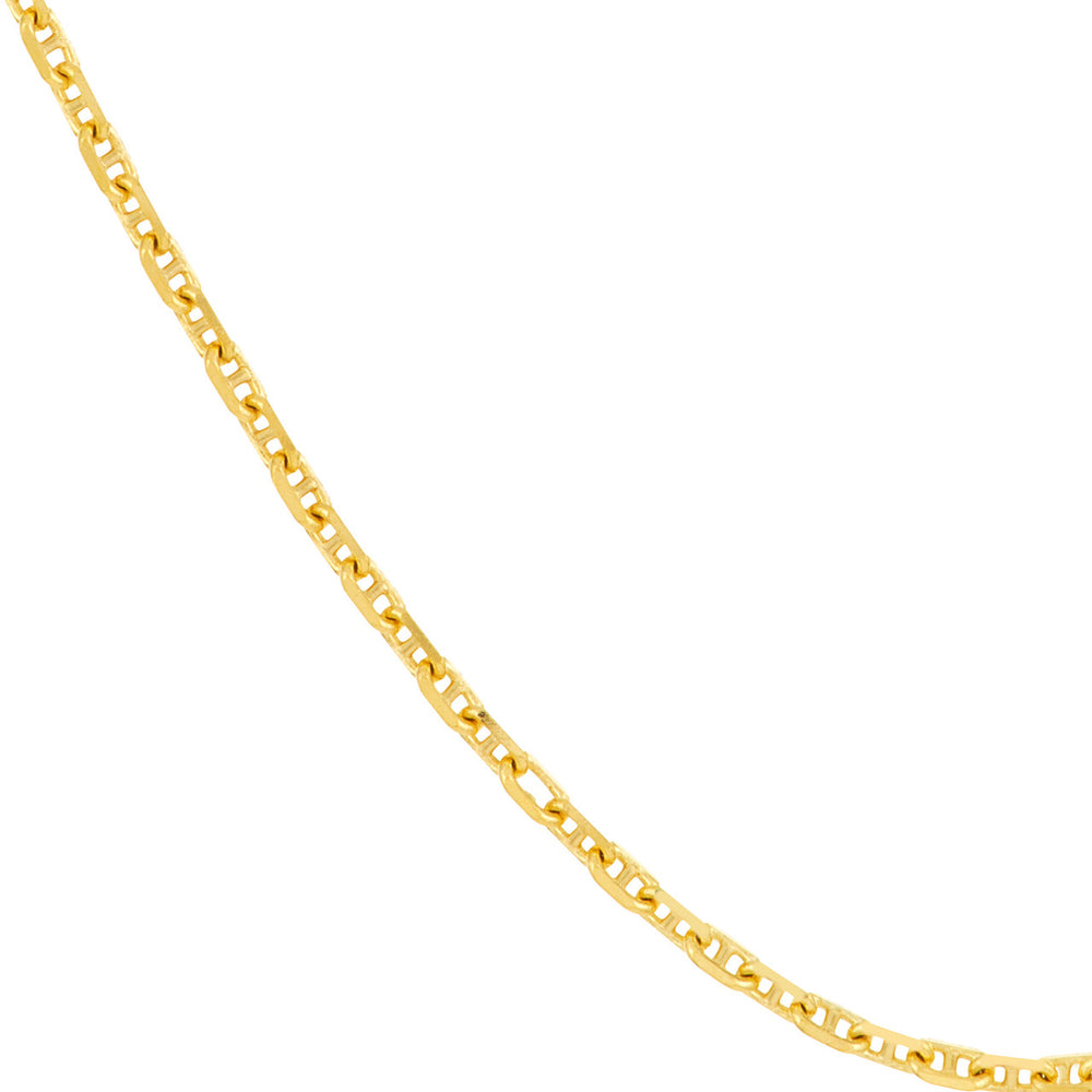 14K Yellow Gold and White Gold 1.00mm Anchor Chain Necklace with Spring Ring