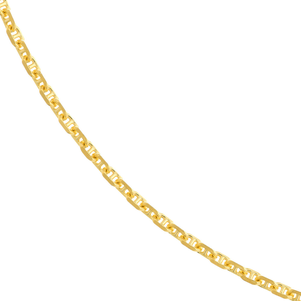 14K Yellow Gold 1.25mm Anchor Chain Necklace with Lobster Lock