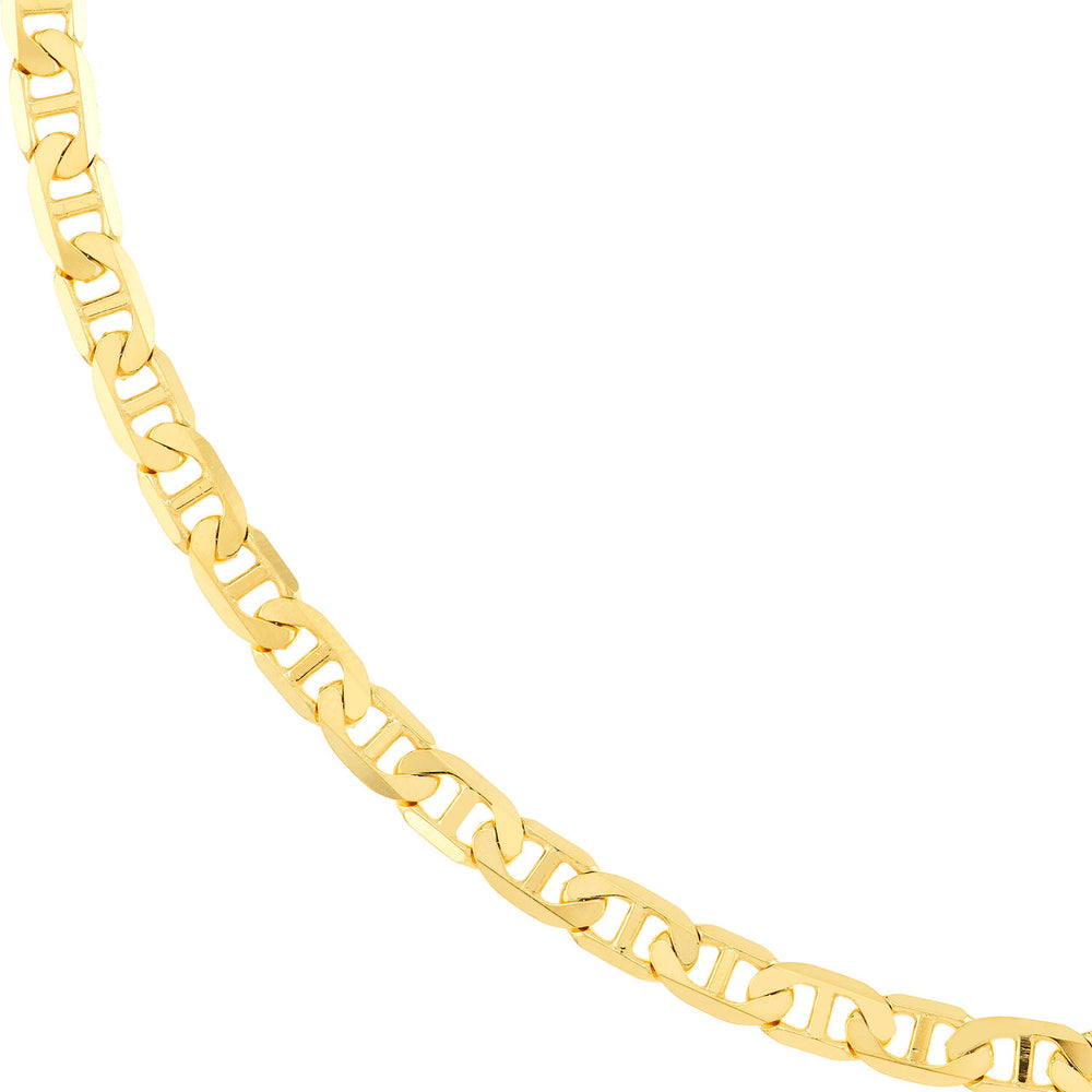 Solid 14K Gold 3.7mm Mariner Chain Necklace with Lobster Lock