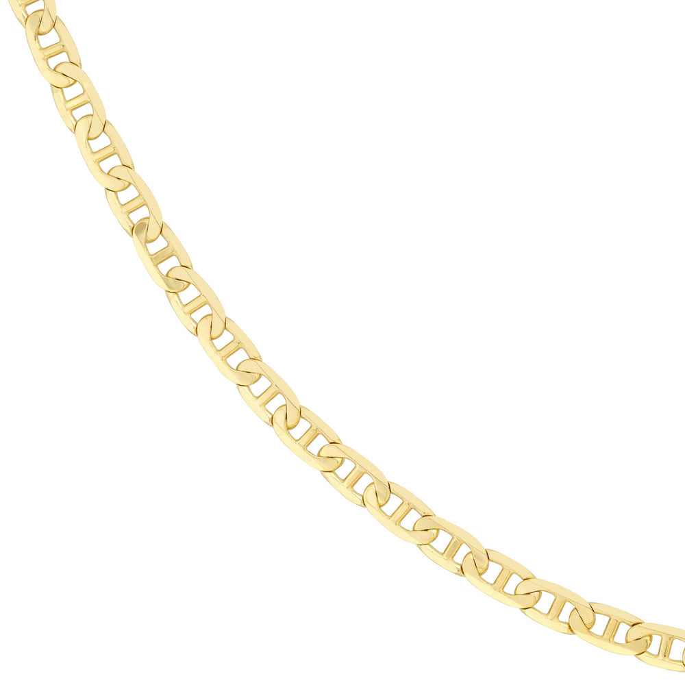 Solid 14K Gold 4.4mm Mariner Chain Necklace with Lobster Lock