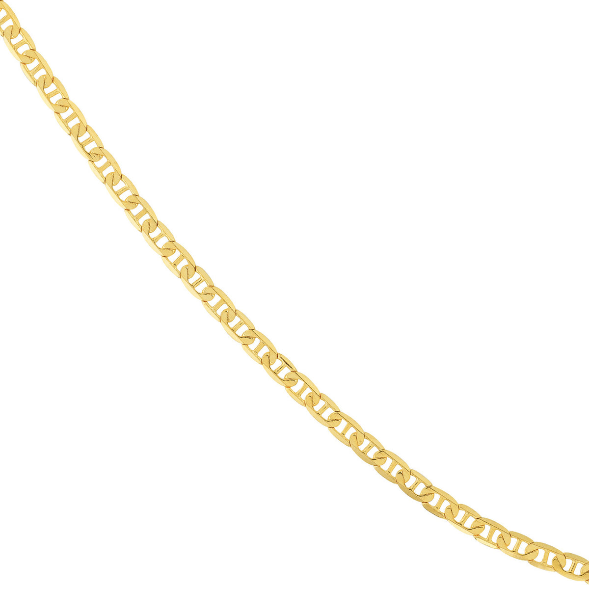 14K Yellow Gold or White Gold 2.30mm Mariner Chain Necklace with Lobster Lock