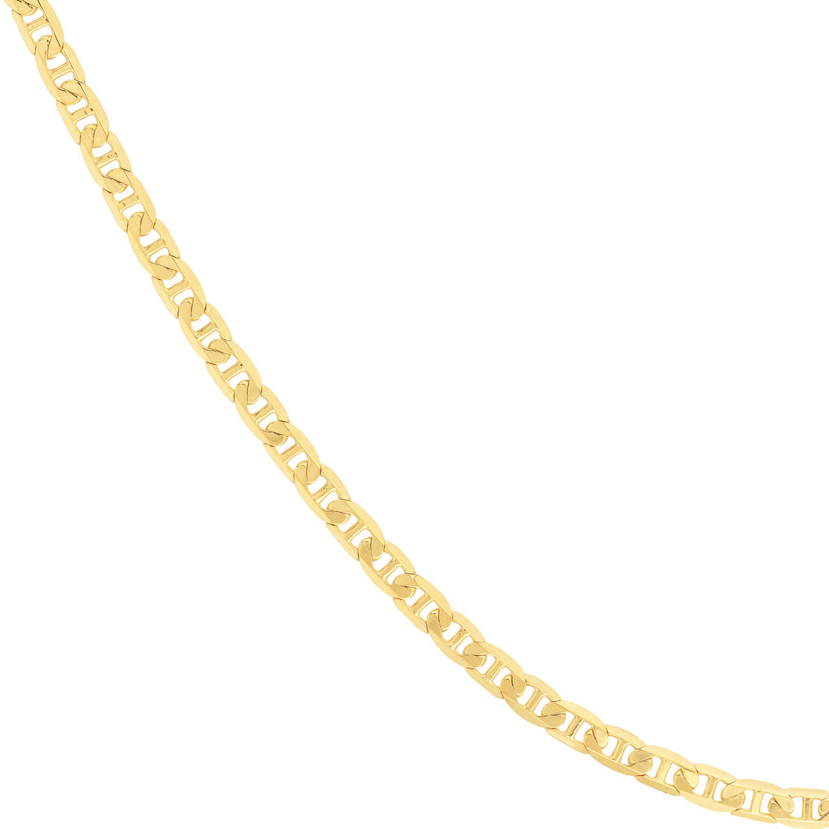 14K Yellow Gold Or White Gold 3mm Mariner Chain Necklace with Lobster Lock