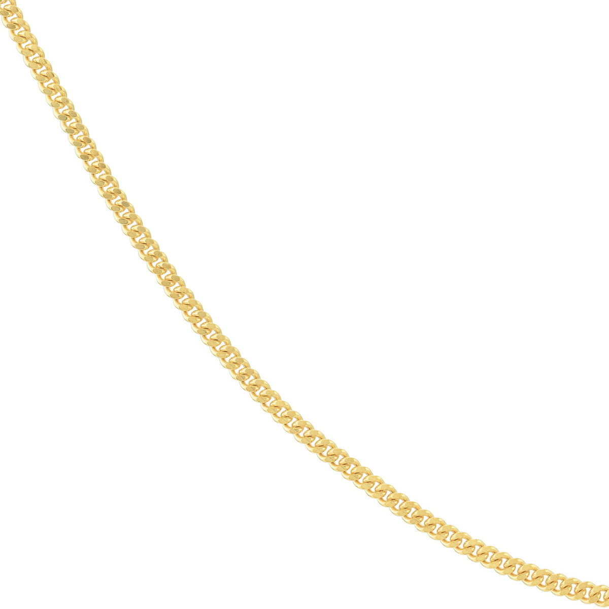 14K Yellow Gold or White Gold 1.4mm Curb Chain Necklace with Lobster Lock