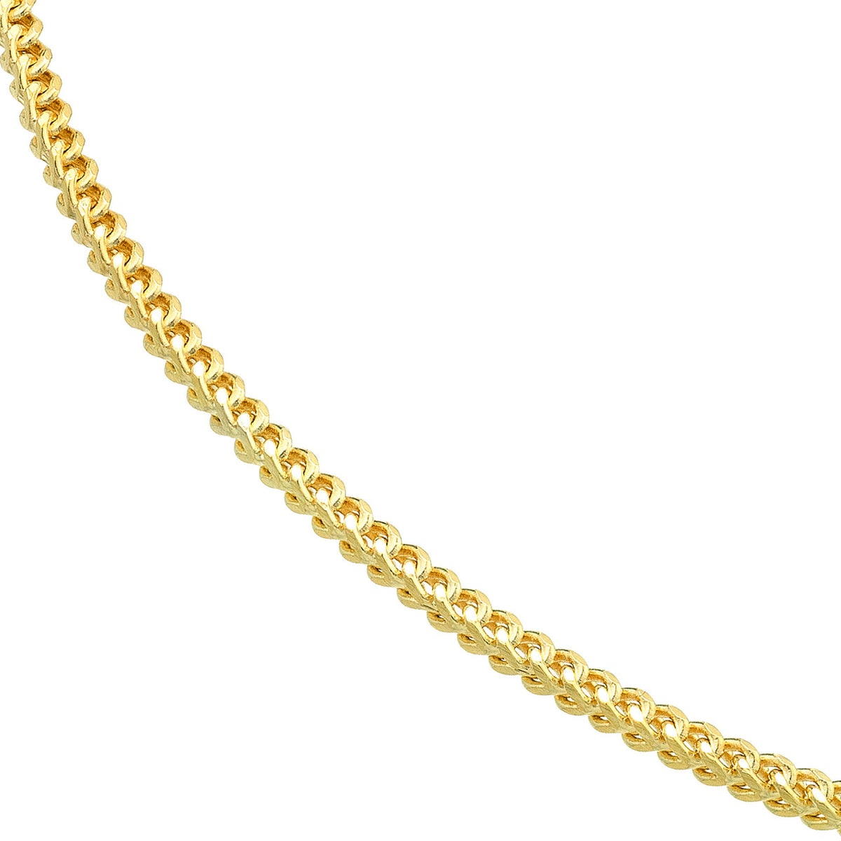 14K Yellow Gold or White Gold 1.9mm Franco Chain Necklace with Lobster Lock