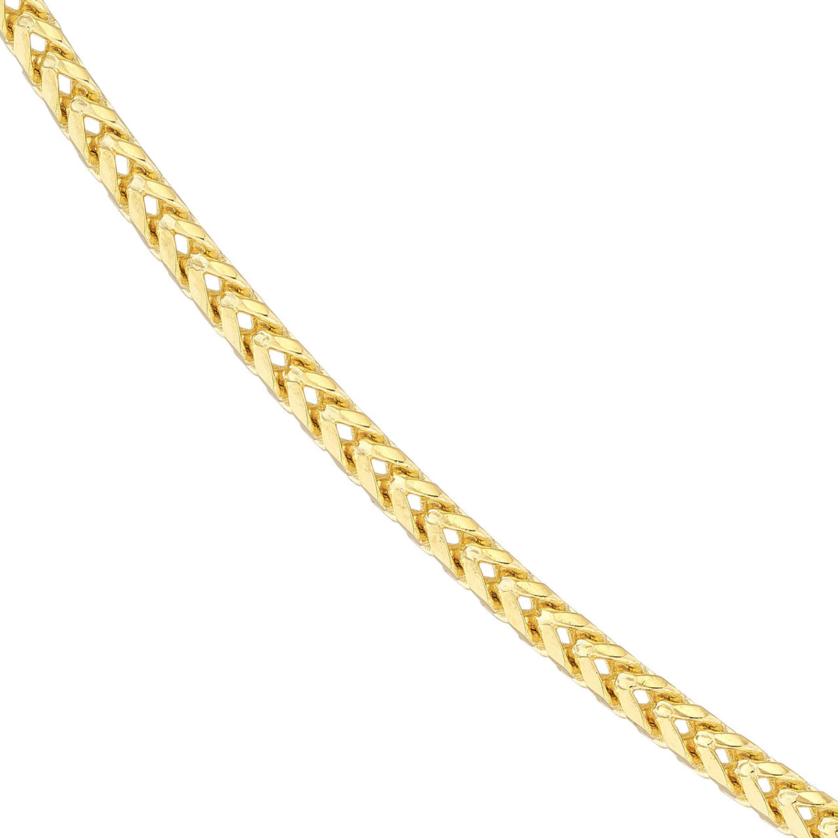 Solid 14K Gold 2.5mm Franco Chain Necklace with Lobster Lock