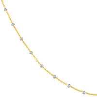Load image into Gallery viewer, 14k Yellow White Gold 1.80mm Two-Tone Saturn Bead Chain Necklace with Spring Ring
