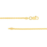 Load image into Gallery viewer, 14K Yellow Gold or White Gold 1.65mm Wheat Chain Necklace with Lobster Lock

