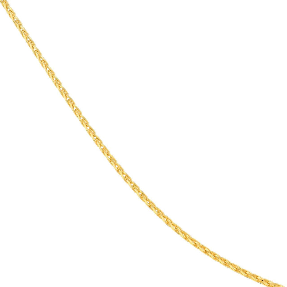 14K Yellow Gold and White Gold 0.85mm D/C Wheat Chain Necklace with Lobster Lock
