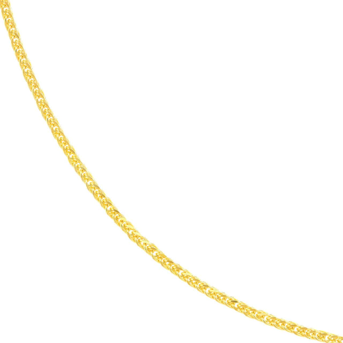 14K Gold 1.25mm D/C Square Wheat Chain Necklace with Lobster Lock