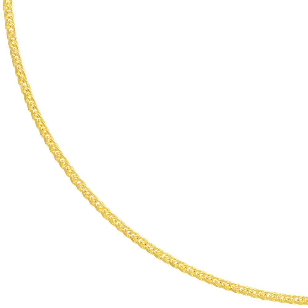 14K Yellow Gold or White Gold 1.25mm Square Wheat Chain Necklace with Lobster Lock