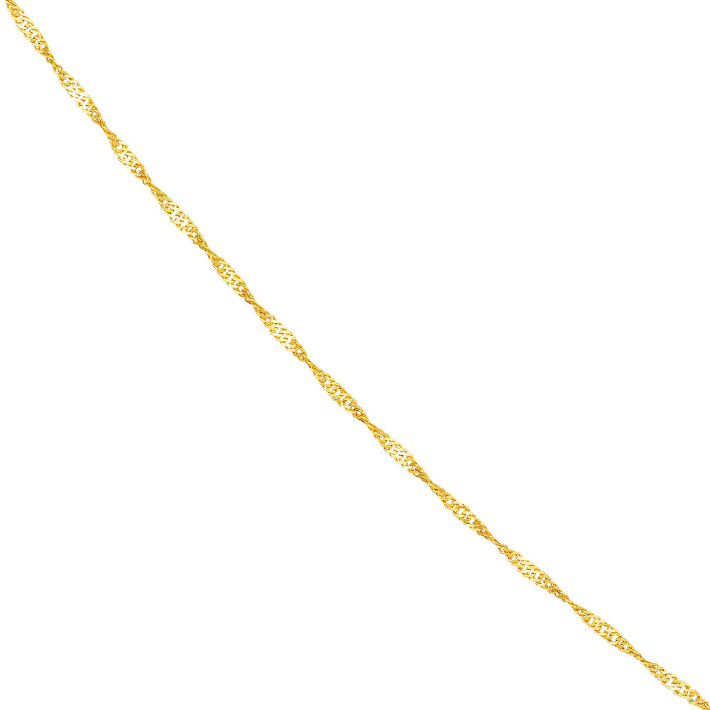 14K Yellow Gold or White Gold 1mm Singapore Chain Necklace with Spring Ring