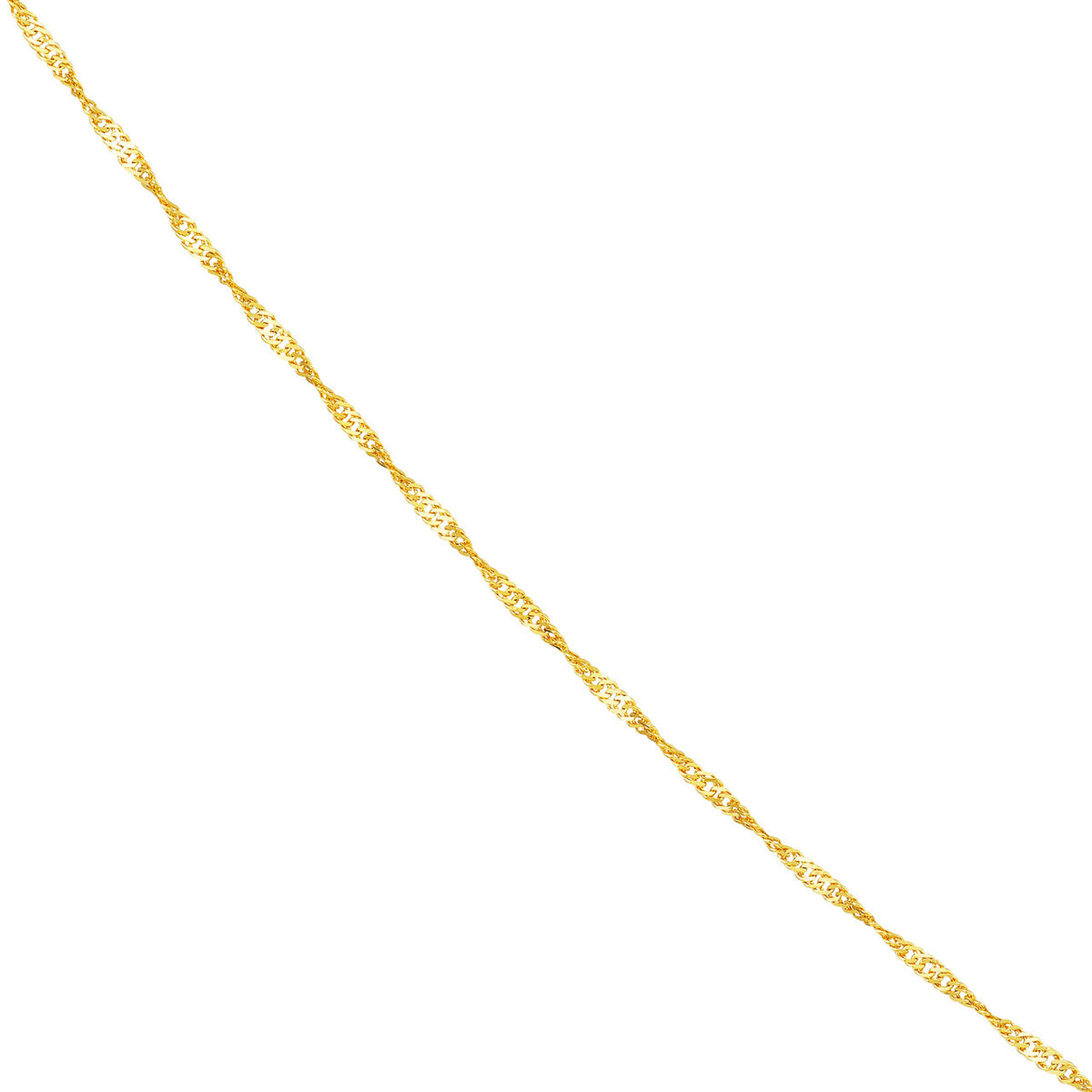 14K Yellow Gold or White Gold 1mm Singapore Chain Necklace with Spring Ring