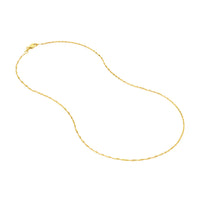 Load image into Gallery viewer, 14K Yellow Gold or White Gold 1.15mm Singapore Chain Necklace with Lobster Lock
