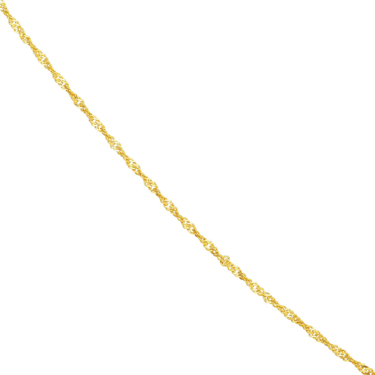 14K Yellow Gold or White Gold 1.15mm Singapore Chain Necklace with Lobster Lock