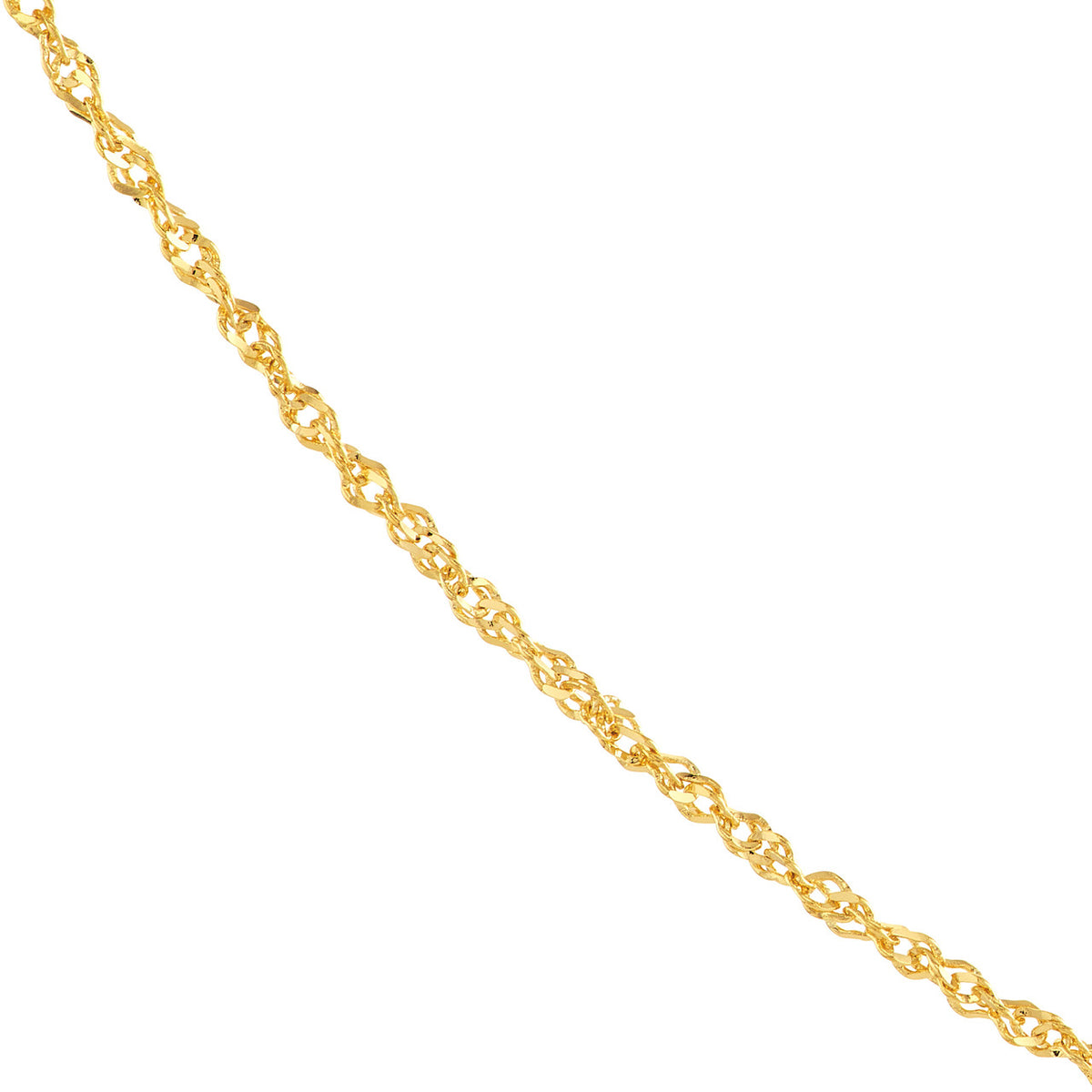 14K Yellow Gold and White Gold 0.8mm Sparkle Singapore Chain Necklace with Spring Ring