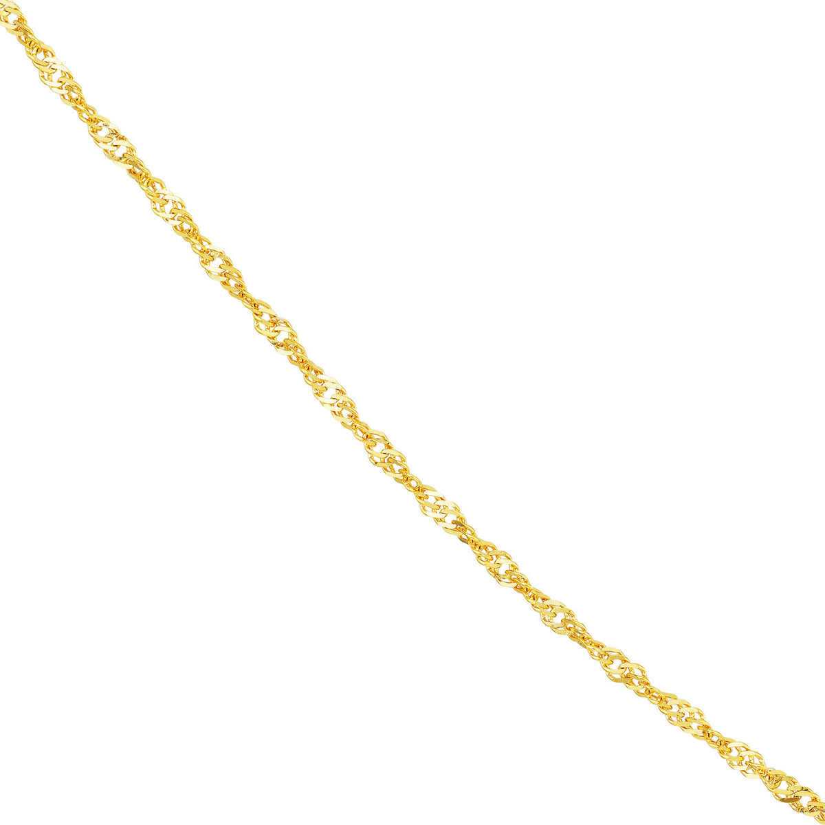 14K Yellow Gold or White Gold 1.4mm Singapore Chain Necklace with Spring Ring