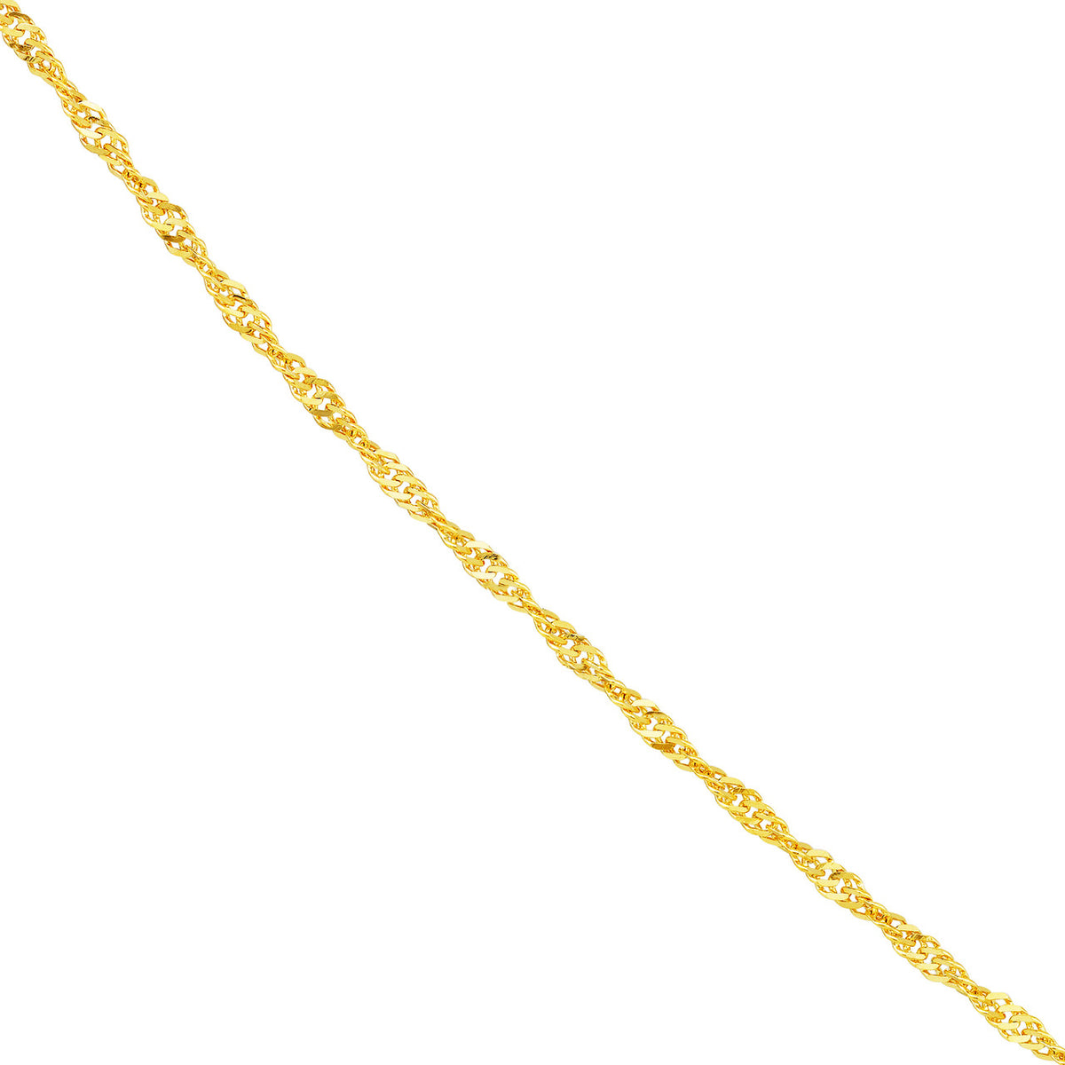 14K Yellow Gold or White Gold 1.7mm Singapore Chain Necklace with Lobster Lock