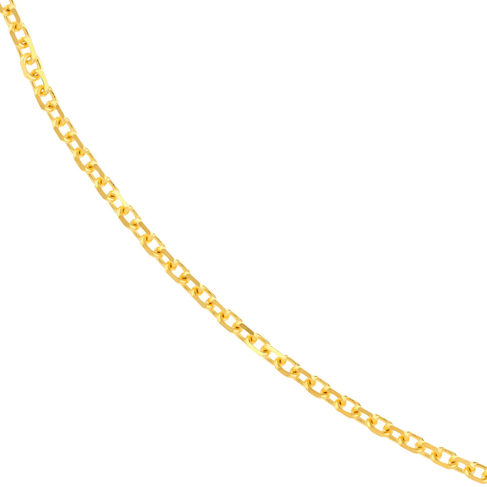 14K Yellow Gold or White Gold or Rose Gold 1.15mm D/C Cable Chain Necklace with Lobster Lock