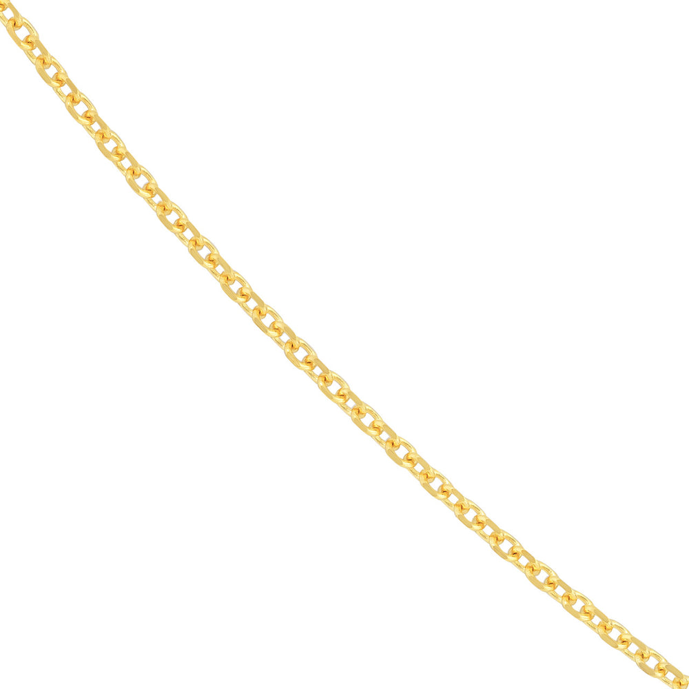14K Yellow Gold or White Gold 1.5mm D/C Cable Chain Necklace with Lobster Lock