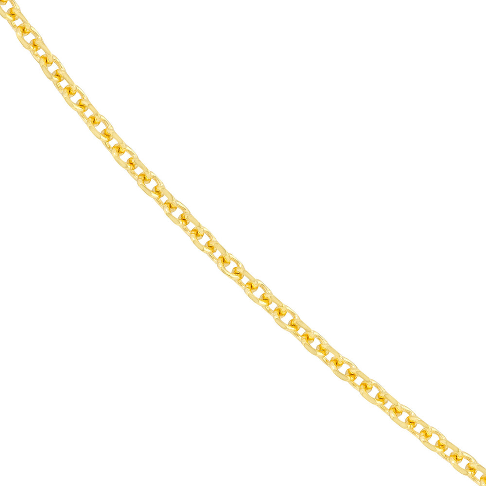 14K Yellow Gold or White Gold 1.8mm D/C Cable Chain Necklace with Lobster Lock