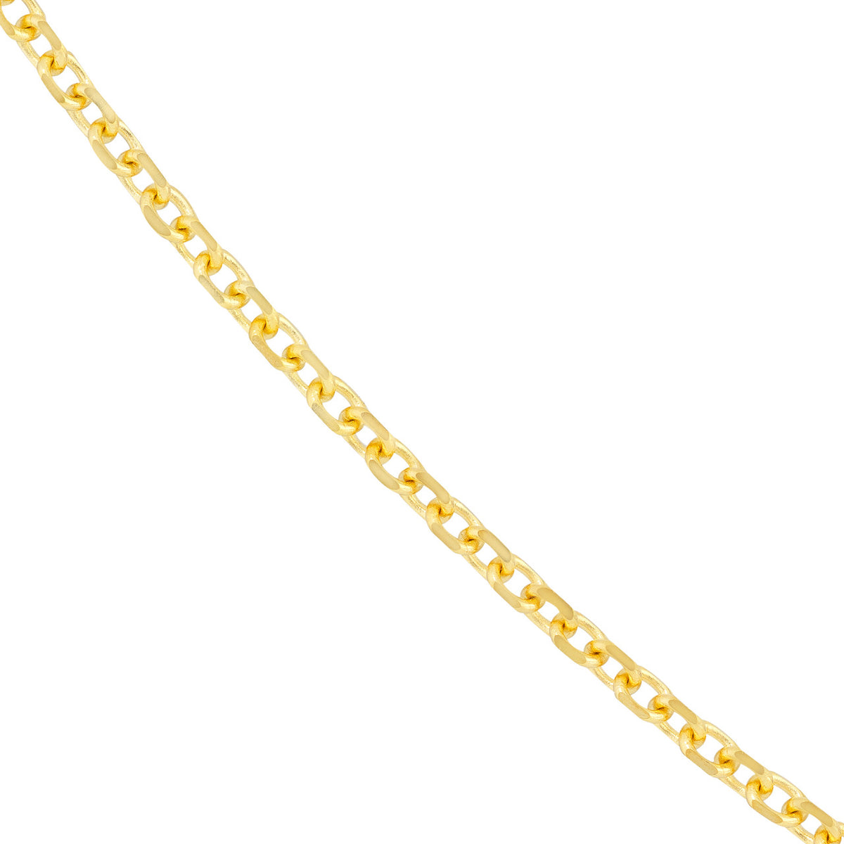 14K Yellow Gold or White Gold 2.3mm D/C Cable Chain Necklace with Lobster Lock