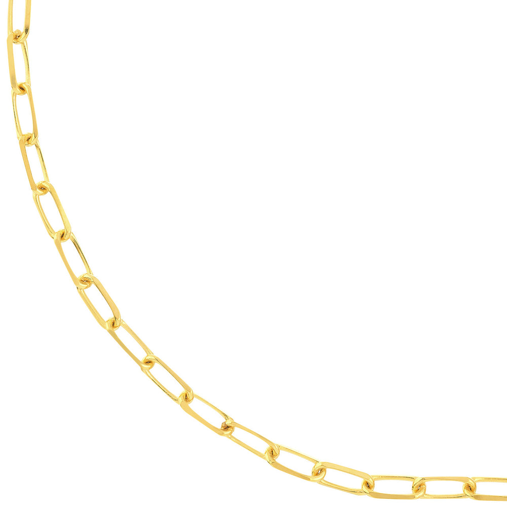 14K Yellow Gold, White Gold and Rose Gold 3.1mm Paper Clip Chain Necklace with Lobster Clasp
