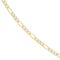 Load image into Gallery viewer, 14K Yellow White Gold 3.9mm Two-Tone Pave Figaro Chain Necklace with Lobster Lock
