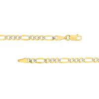 Load image into Gallery viewer, 14K Yellow White Gold 3.9mm Two-Tone Pave Figaro Chain Necklace with Lobster Lock
