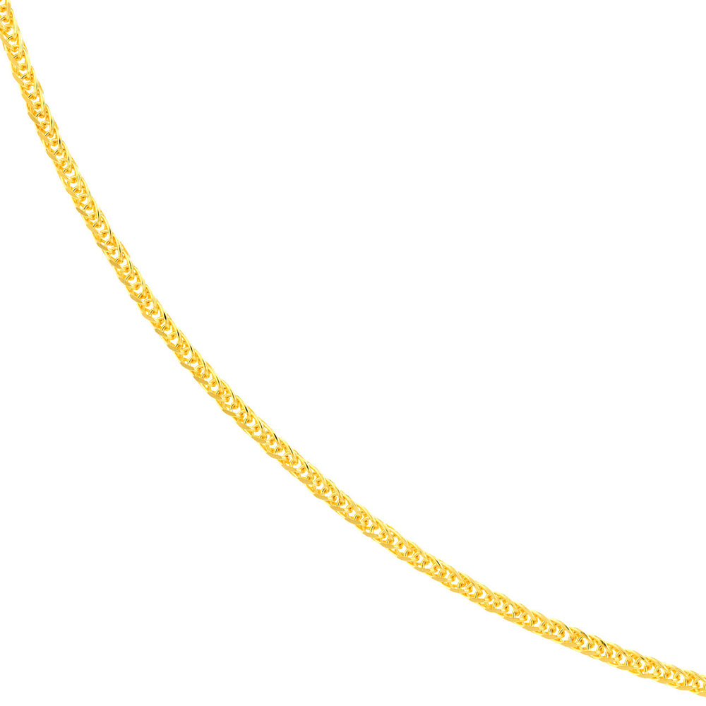 14K Yellow Gold and White Gold 0.85mm Square Wheat Chain Necklace with Spring Ring